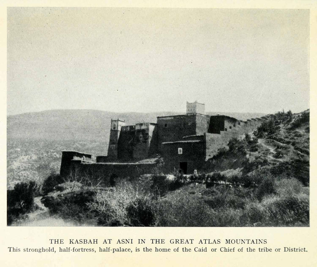 1929 Print Asni Kasbah Great Atlas Mountains Morocco Fortress Palace Tribe XGQ9 - Period Paper
