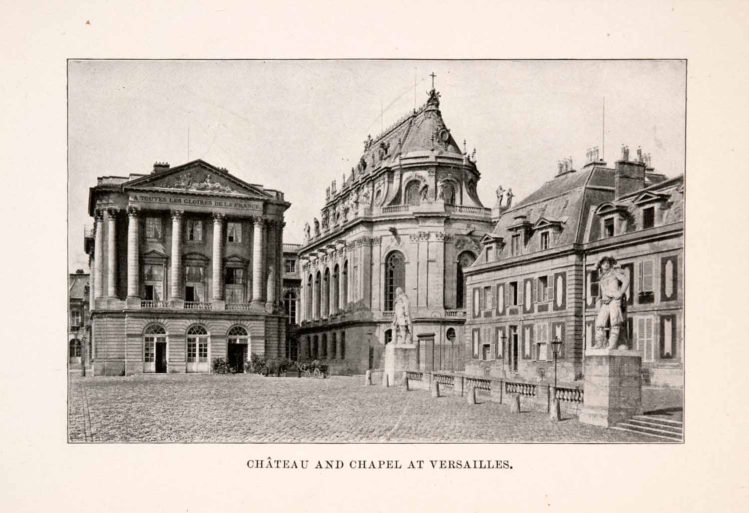 1902 Halftone Chateau Chapel Versailles Architecture Historic Famous XGQA3