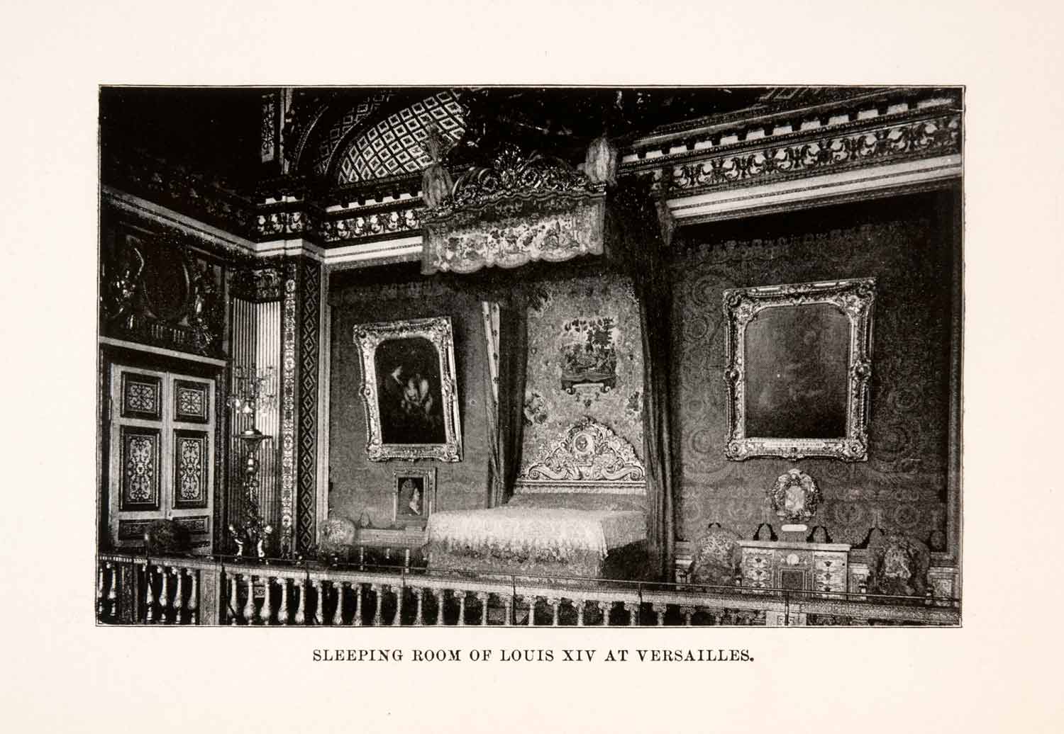 1902 Halftone Print Sleeping Room King Louis XIV France Versailles XGQA3