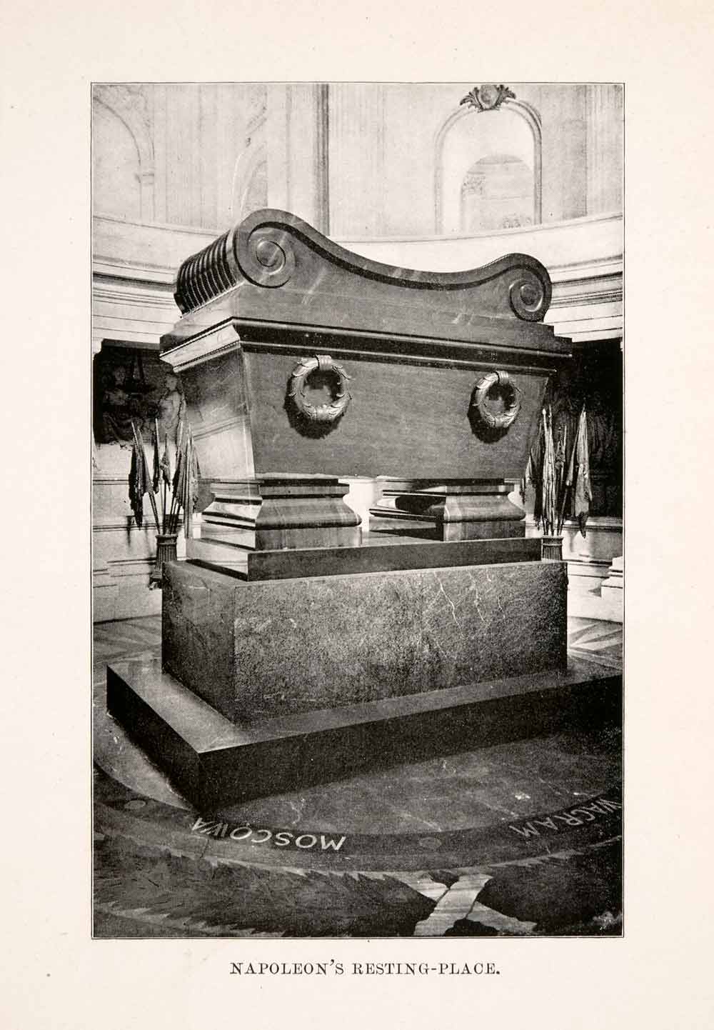1902 Halftone Print Napoleon Casket Tomb Resting Place Les Invalides XGQA3