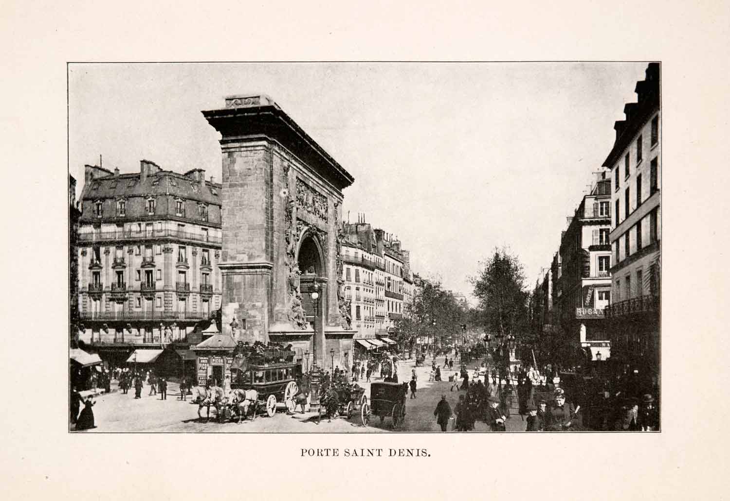 1902 Halftone Print Porte Saint Denis Historic Monument Famous Arch XGQA3