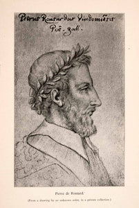 1899 Halftone Print Pierre Ronsard French Poet 16th Century Portrait XGQA4