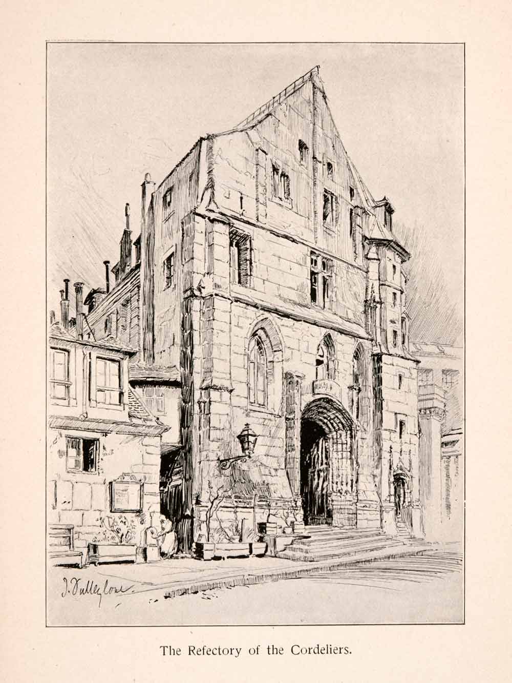 1899 Halftone Print Convent Cordeliers Refectory Historic Landmark Paris XGQA4