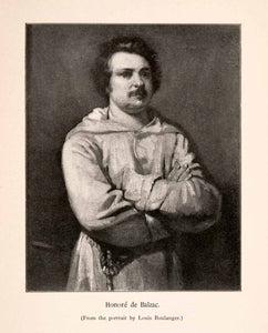 1899 Halftone Print Honore Balzac French Playwright Portrait Realism XGQA4