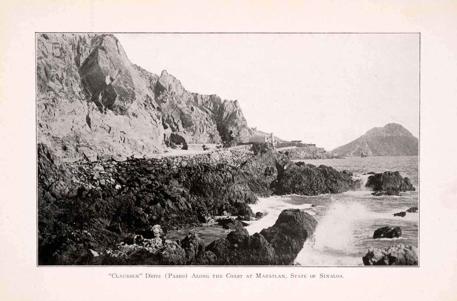 1911 Halftone Print Claussen Drive Coastline Mazatlan Sinaloa Mexico XGQA5