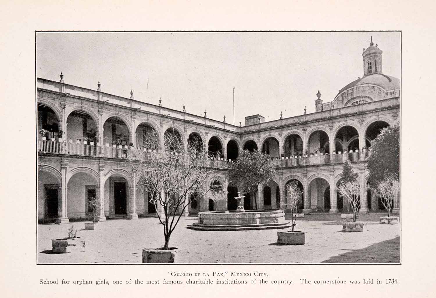1911 Halftone Print Colegio San Ignacio Loyola Vizcainas Mexico City XGQA5