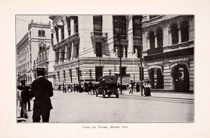1911 Halftone Print Calle Teatro Automobile Cityscape Mexico City Horse XGQA5