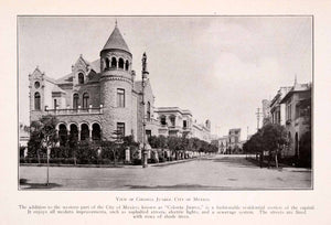 1911 Halftone Print Colonia Juarez Mexico City Suburb Architecture Street XGQA5
