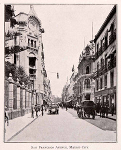 1911 Halftone Print San Francisco Avenue Mexico City Automobile Horse XGQA5