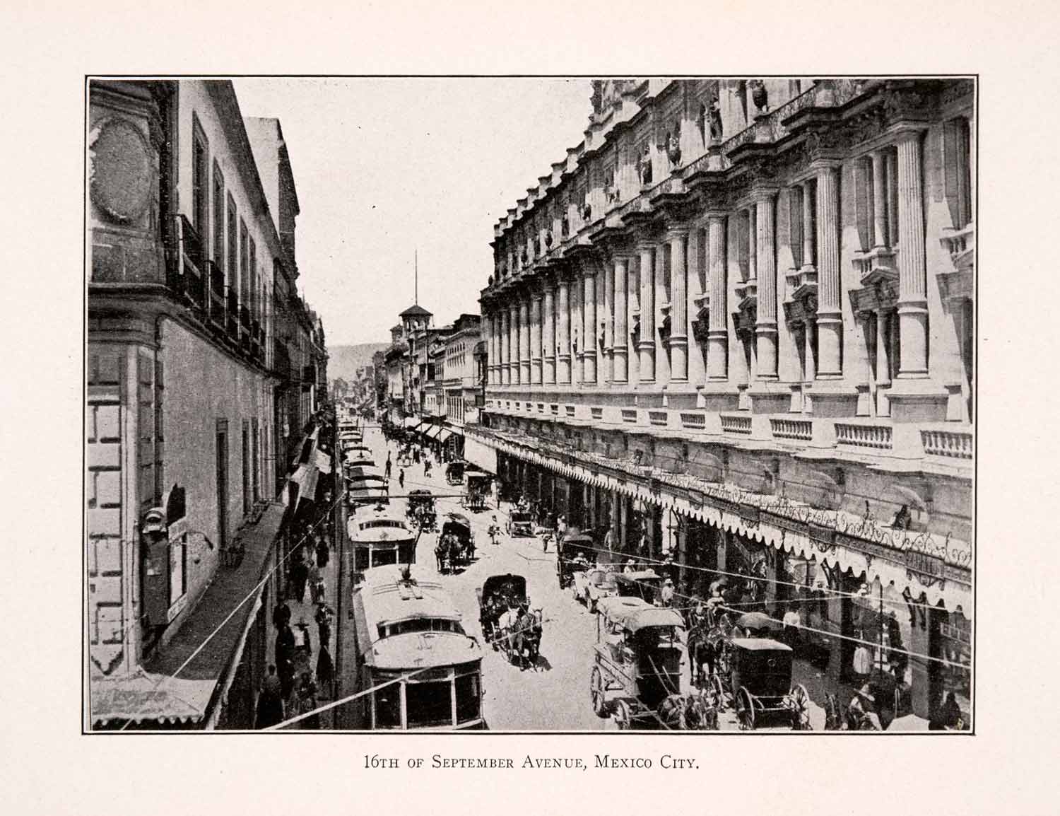 1911 Halftone Print Independence 16 September Avenue Mexico City Streetcar XGQA5