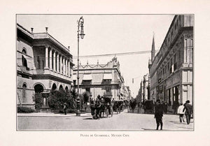 1911 Halftone Print Plaza Guardiola Morelos Mexico City Horse Carriage XGQA5