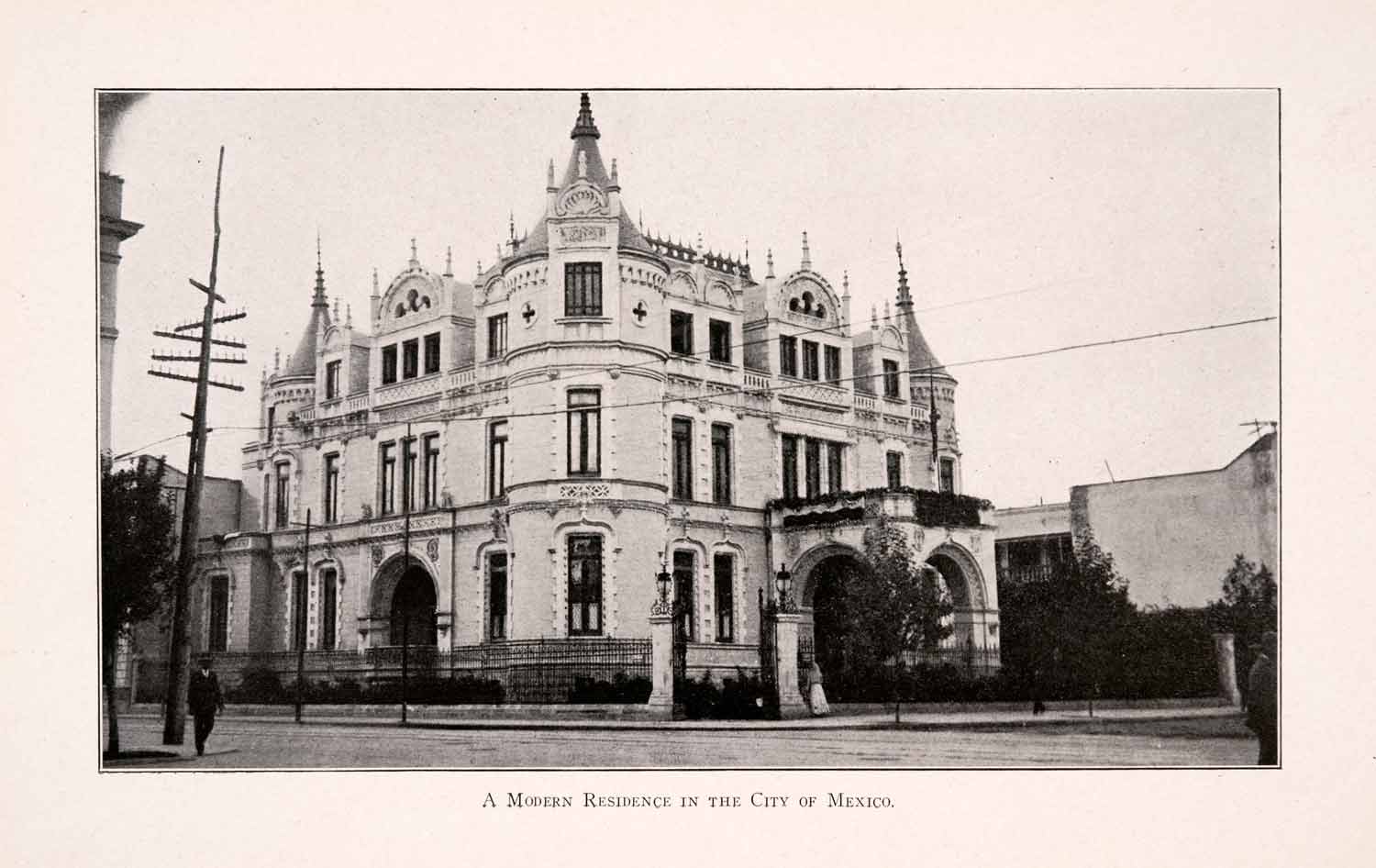1911 Halftone Print Modern Residence House Mexico City East Lake Gothic XGQA5