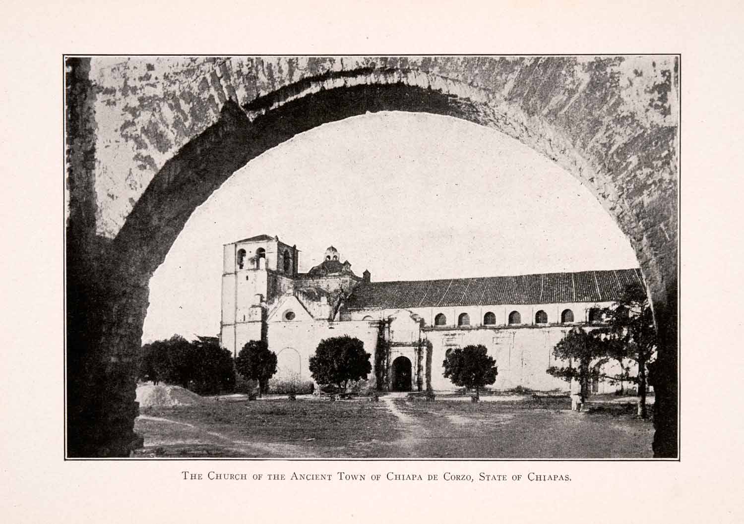 1911 Halftone Print Church Town Chiapa De Corzo Mexico Dominican Friars XGQA5