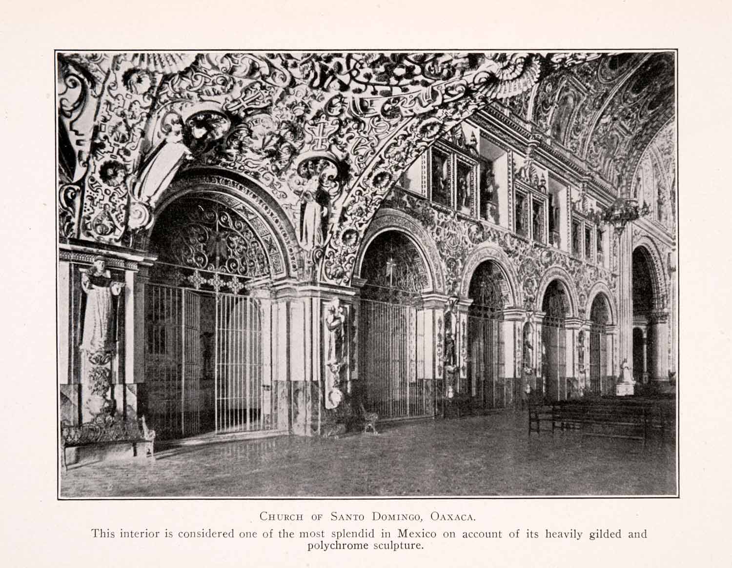 1911 Halftone Print Church Santo Domingo Oaxaca Mexico Baroque Gilded XGQA5