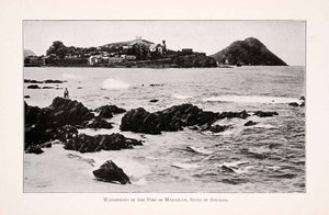 1911 Halftone Print Waterfront Port Mazatlan Sinaloa Mexico Ocean Wave XGQA5