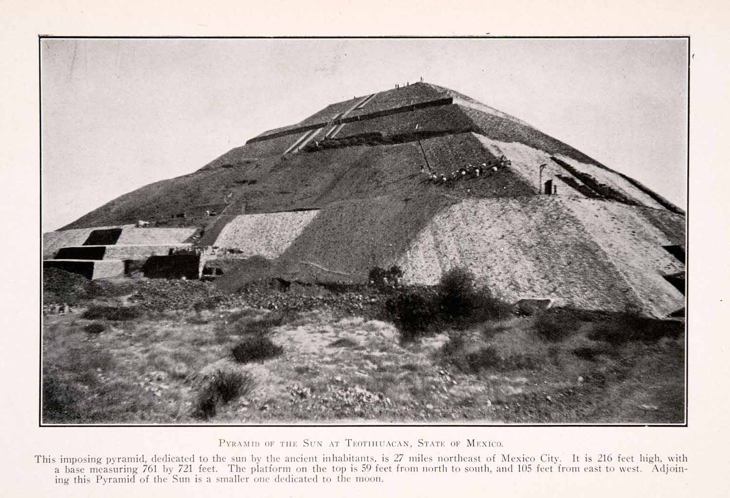 1911 Halftone Print Pyramid Sun Teotihuacan Mexico Pre-Columbian XGQA5