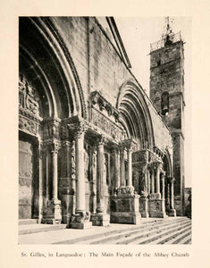1929 Halftone Print Faade Abbey Church St Gilles Languedoc Architecture XGQA6