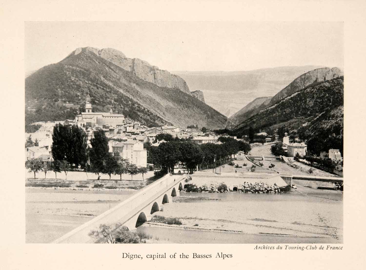 1929 Halftone Print Digne France Capital Basses Alpes Mountains Landscape XGQA6