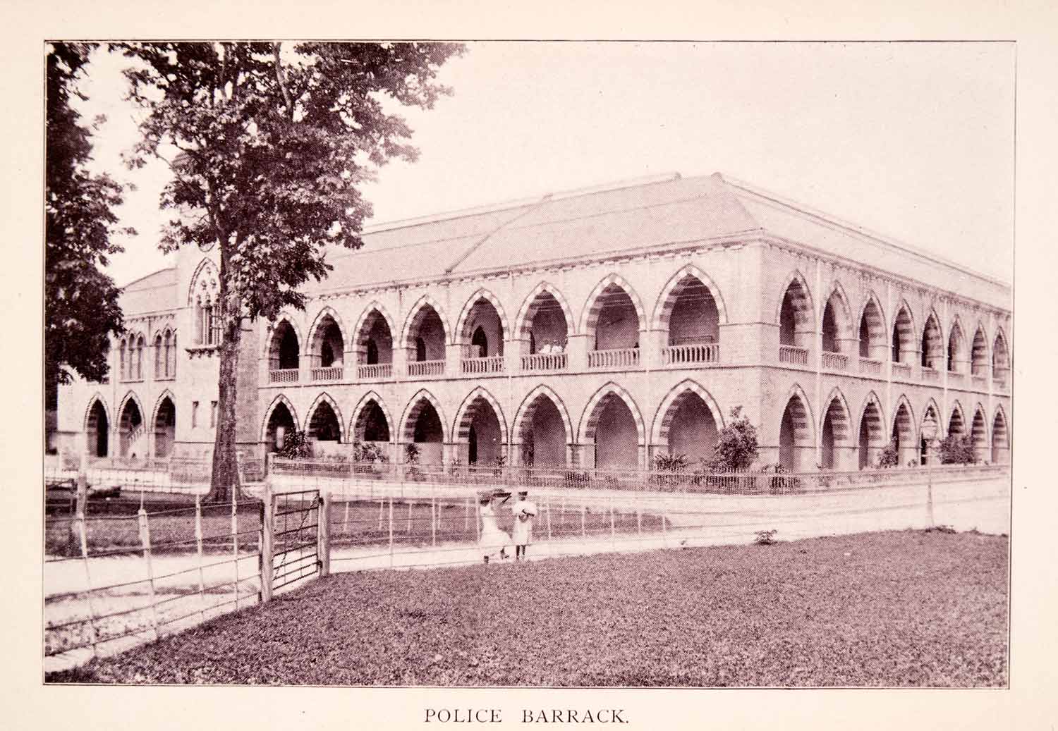 1897 Halftone Print Police Barracks Port Spain Trinidad Tobago Historic XGQA9
