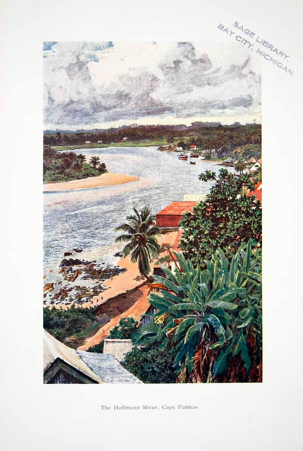 1906 Color Print Cape Palmas Hoffmann River Liberia Landscape Harry XGQB5