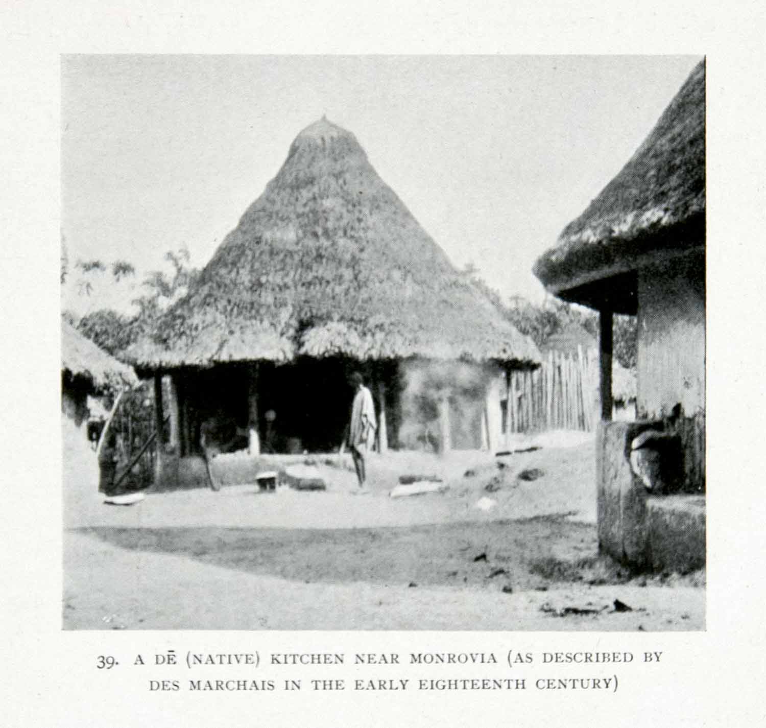 1906 Print Monrovia Liberia Kitchen Hut Indigenous Thatched Roof Historic XGQB5
