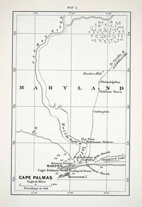 1906 Lithograph Antique Map Africa Cape Palmas Harper Maryland Hoffmann XGQB5