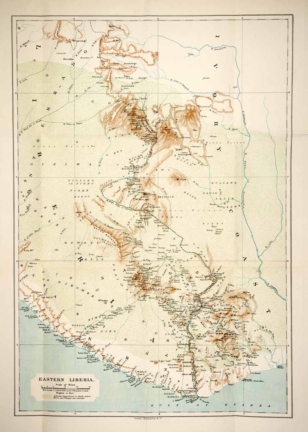 1906 Lithograph Antique Map Eastern Liberia Africa Greenville Palmas XGQB5