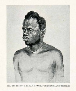1906 Print Kruman Tribe Man Body Face Art Tattoo Tribal Design Harry XGQB5
