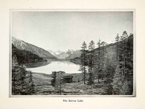 1907 Print Lake Davos Switzerland Graubunden Alps Mountains Reservoir XGQB6