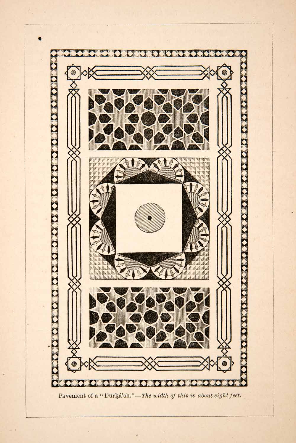1871 Wood Engraving Pattern Pavement Design House White Black Marble Tile XGQB7