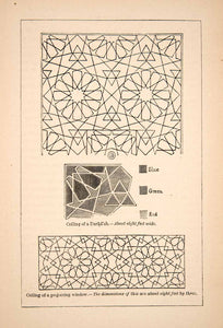 1871 Wood Engraving Roof Designs Ceiling Projecting Window Latticework XGQB7