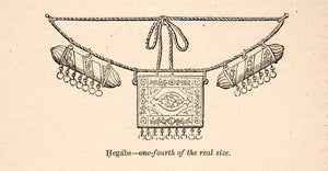 1871 Wood Engraving Amulet Talisman Luck Hegabs Gold Chain Engraving XGQB7