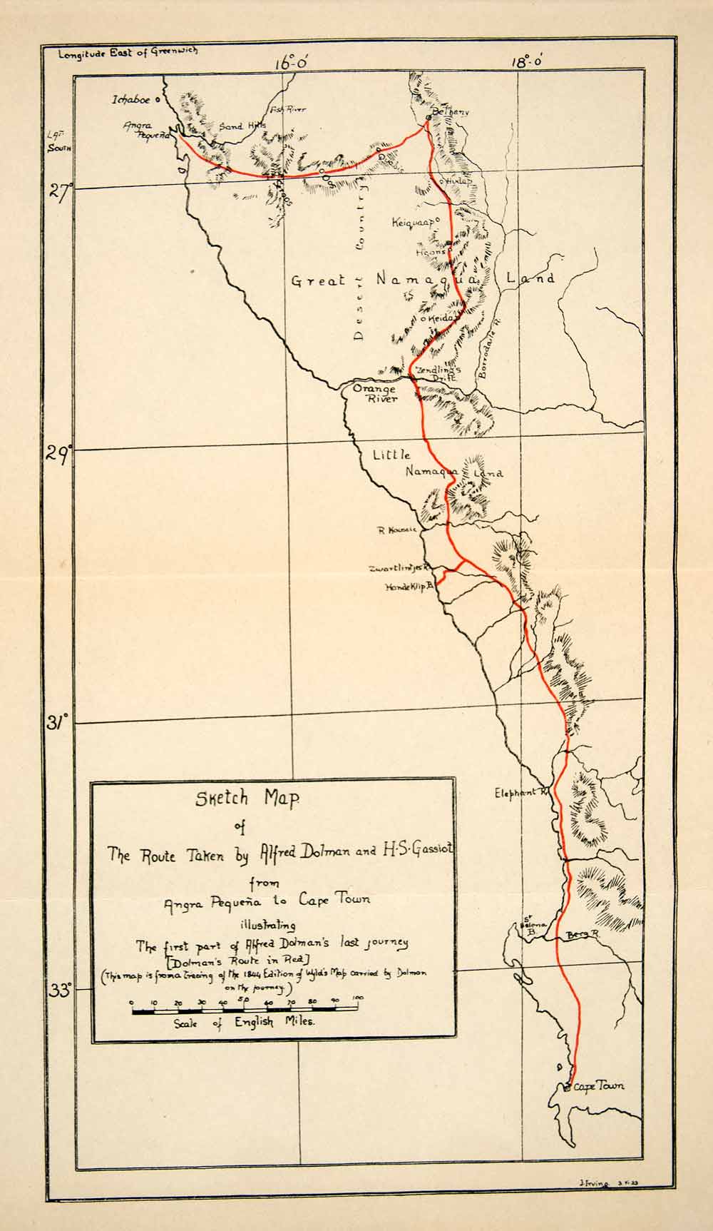 1924 Lithograph Sketch Map Southern Africa Cape Town Pequena Namaqua XGQB8