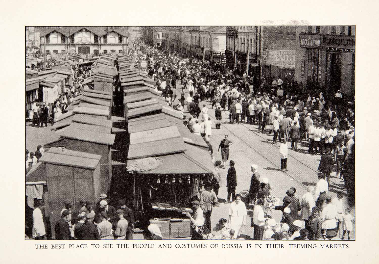 1928 Print Russia Marketplace Vendor Seller Merchant Shopper Buyer Stall XGQB9