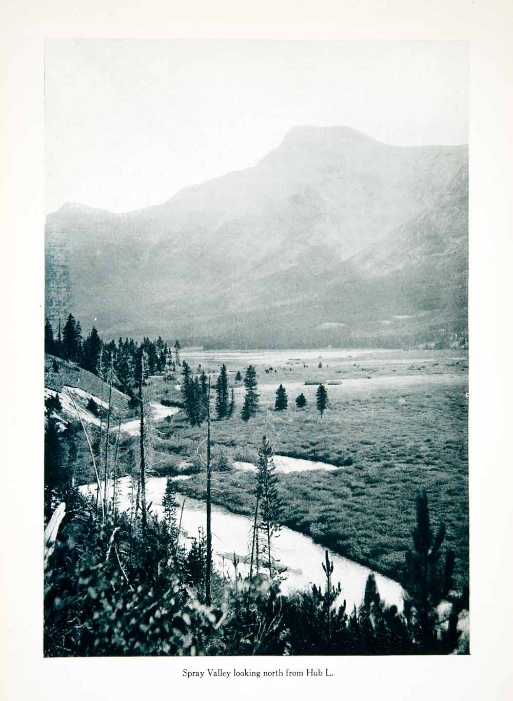 1915 Print Spray Valley Provincial Park Rocky Mountains River Alberta XGQC2