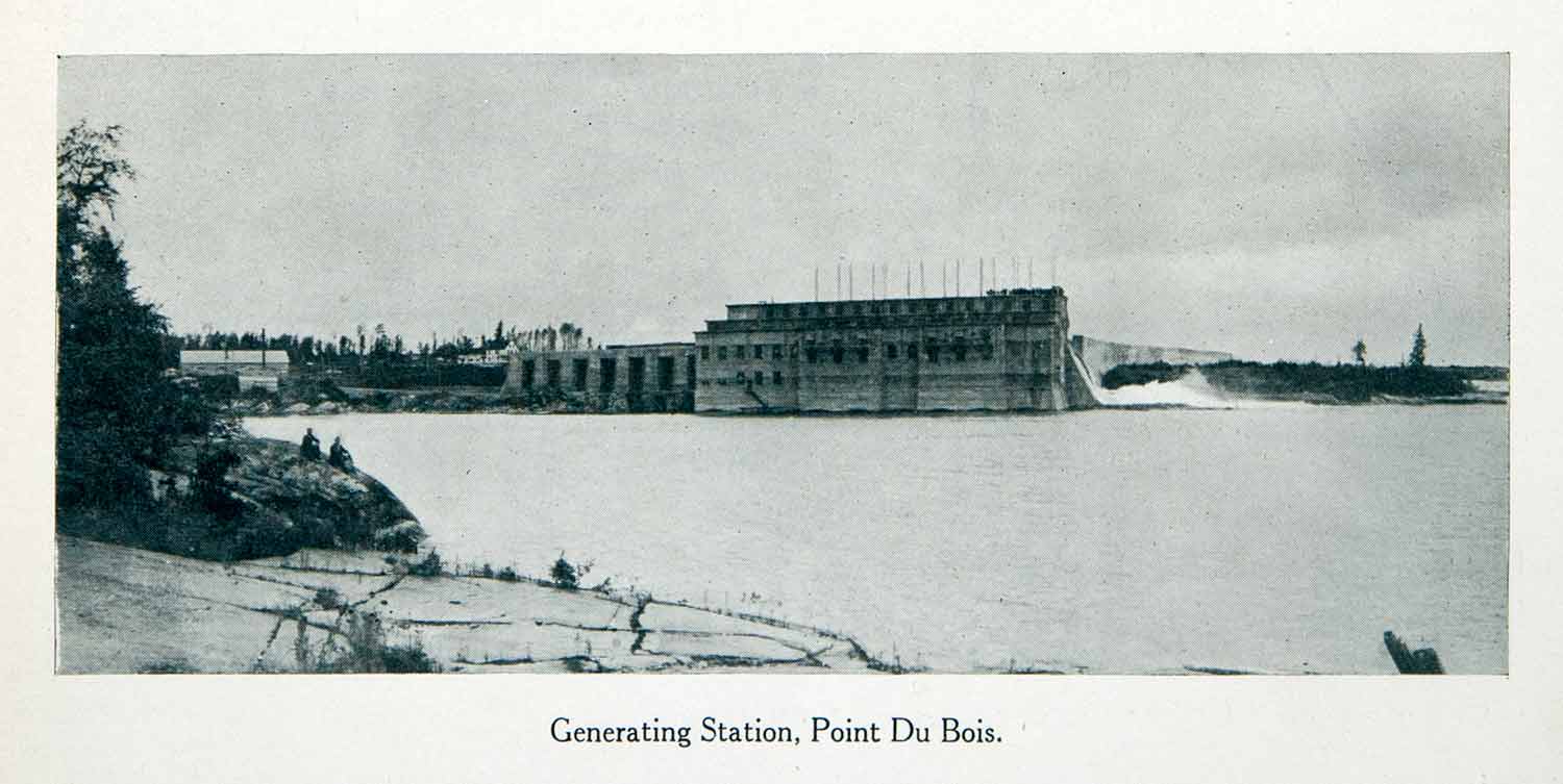 1915 Print Generating Station Point Du Bois Winnipeg River Manitoba Canada XGQC2