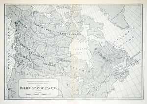 1915 Map Relief Map Antique Canada Interior Deparment Dominion Power XGQC2