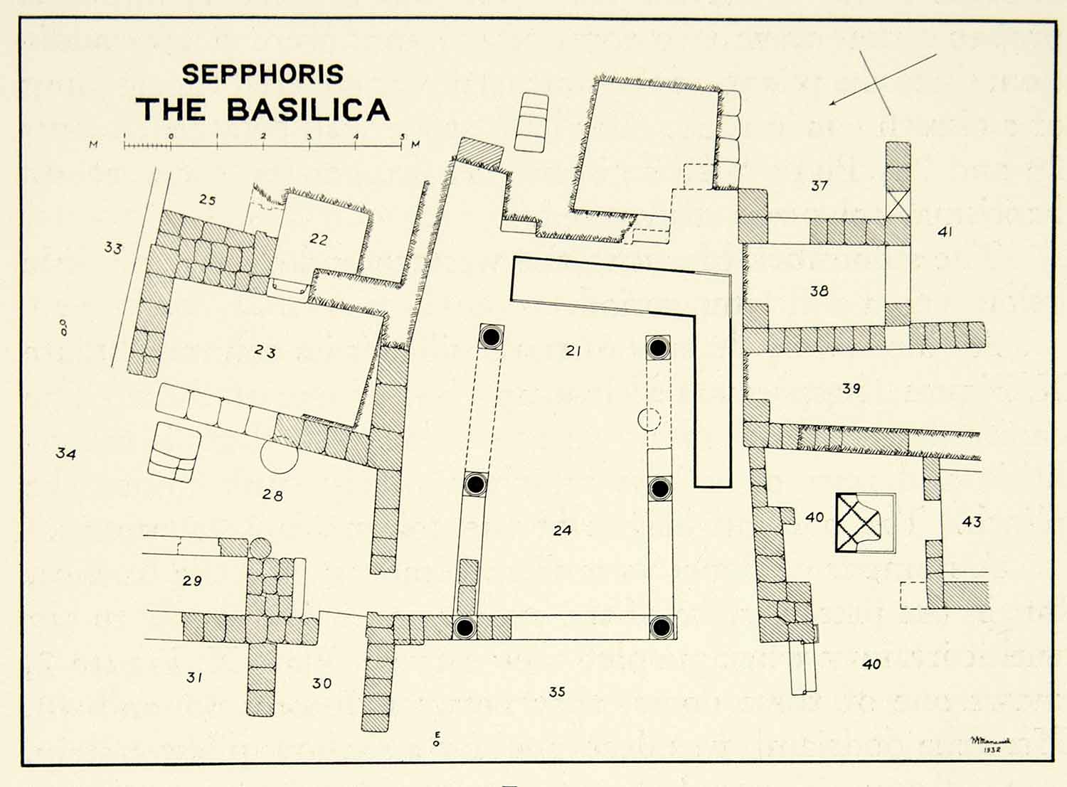 1937 Print Sepphoris Map Basilica Israel Tzippori Saffuriyye Dioceserea XGQC3