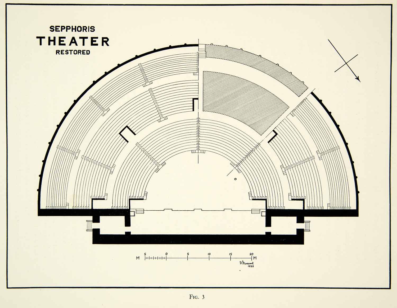 1937 Print Theater Stage Sepphoris Israel Map Archeology Saffuriyye XGQC3