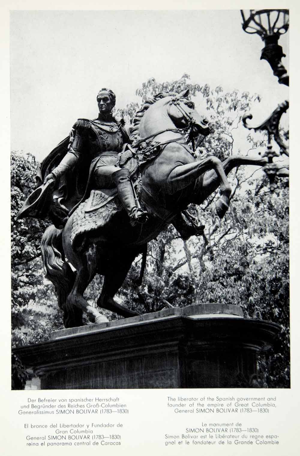 1956 Print Statue Monument Spanish Liberator Great Columbia Venezuela XGQC4