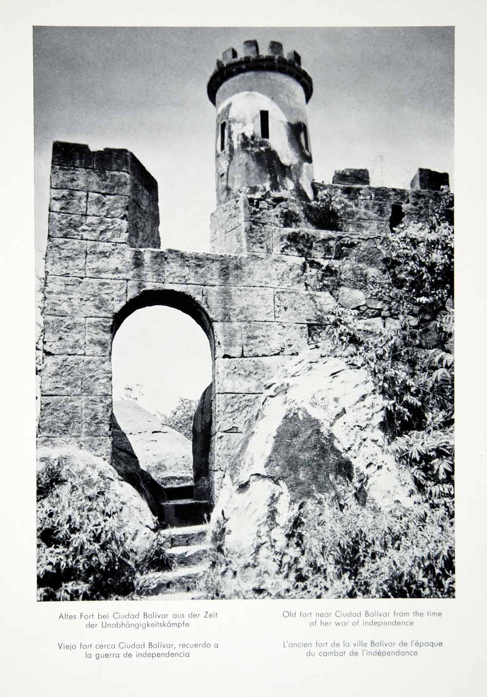 1956 Print Fortress Ciudad Bolivar War Independence Ruins Medeival XGQC4