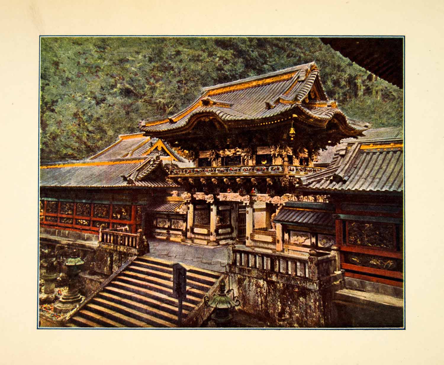 1904 Color Print Yomeimon Higurashinomon Toshogu Temple Karamon Gate Nikko XGQC6