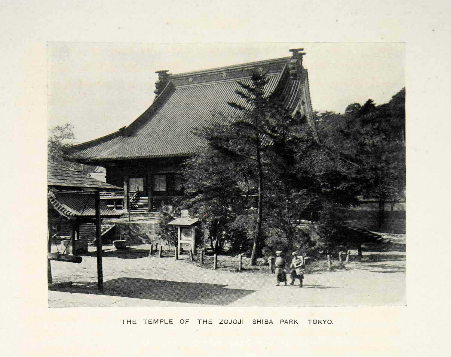 1909 Print Sanenzan Zojoji Chinzai Jodo Buddhist Temple Shiba Minato Tokyo XGQC7