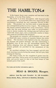 1907 Ad Hamilton Hotel Bermuda Mead Brooks Boston Devonshire Street West XGQC8