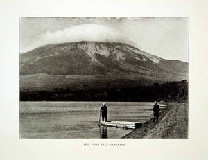 1922 Print Fishermen Lake Yamanaka Mount Fujisan Yama Tokyo Japan Mist XGQC9