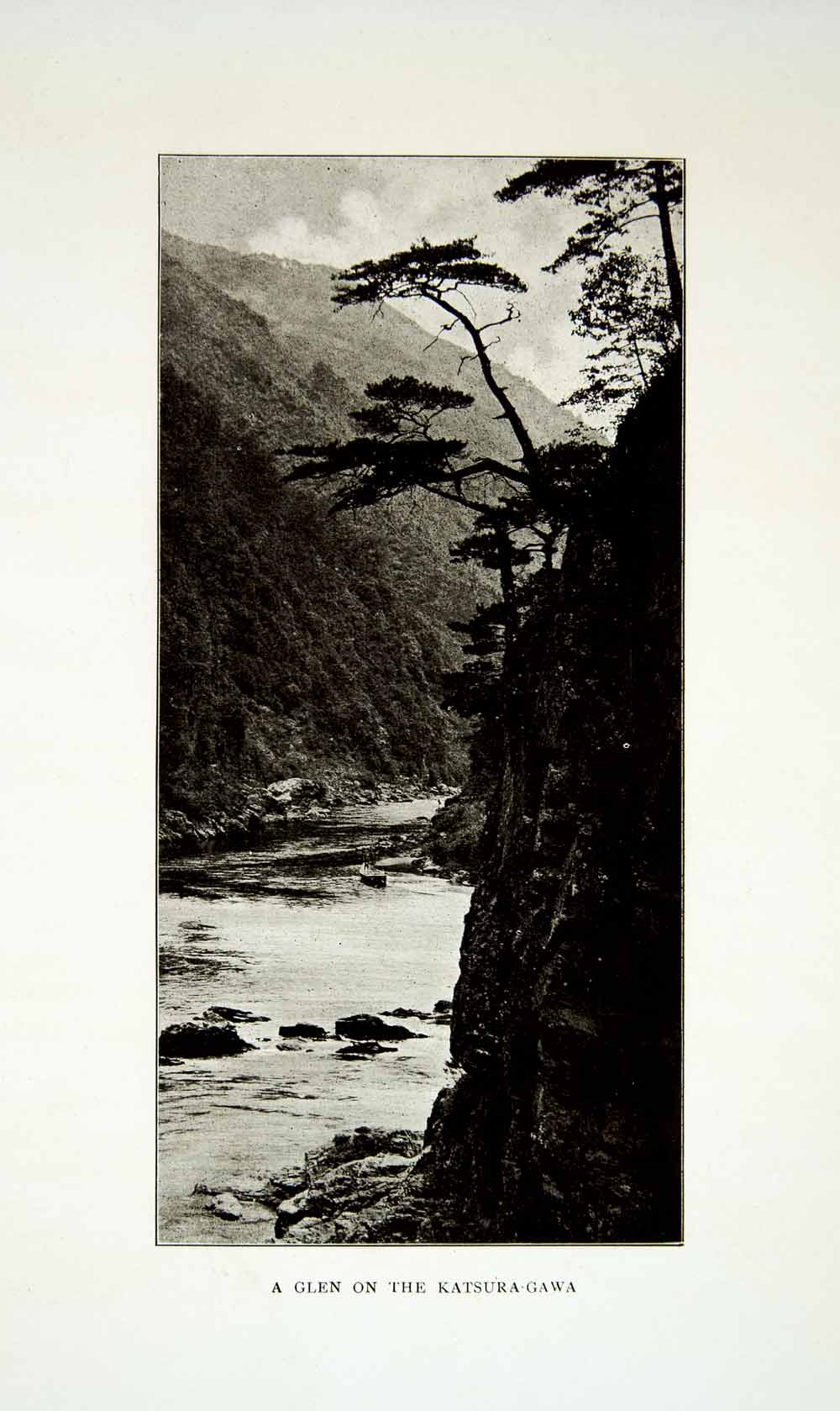 1922 Print Katsura Gawa Cliff Glen Hozu River Mountain Trees Kameoka Kyoto XGQC9