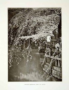 1922 Print Shiba Palace Garden Onshi Koen Cherry Blossom Pond Minato Tokyo XGQC9