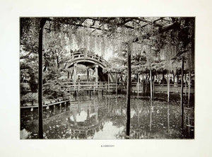 1922 Print Plum Trees Bridge Kameido Umeyashiki Tenjin Sama Shrine Garden XGQC9