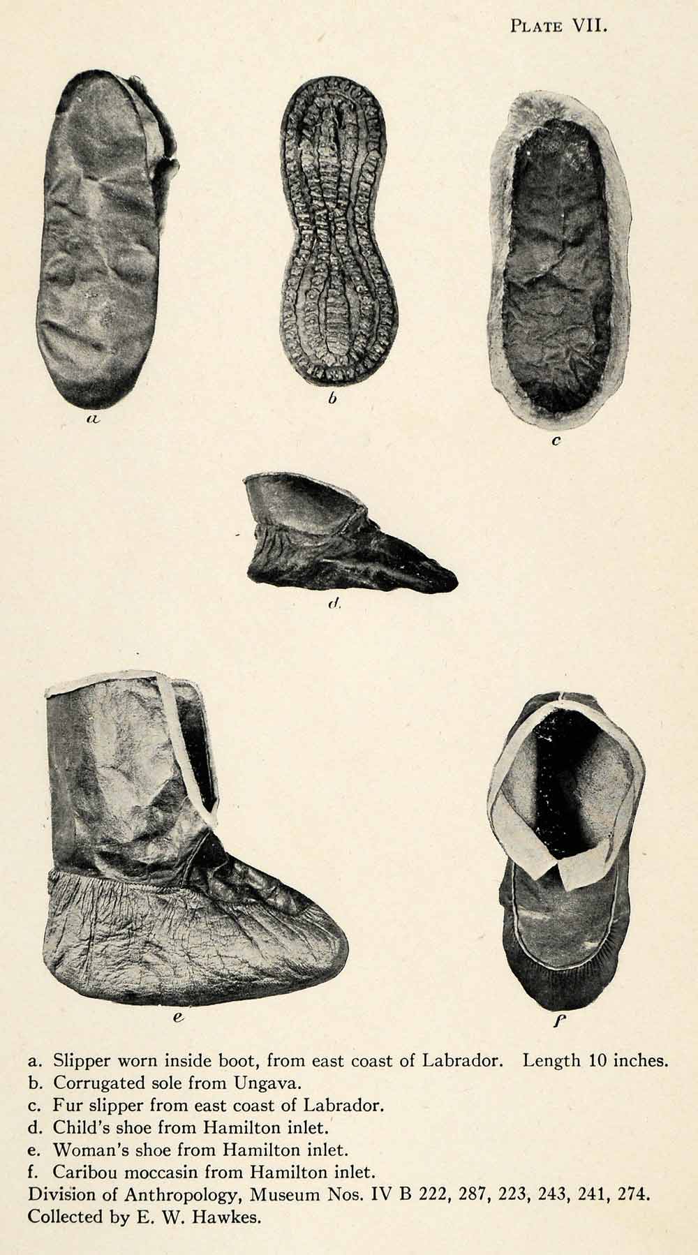 1916 Halftone Print Inuit Slipper Shoe Caribou Moccasin Labrador Footwear XGR6