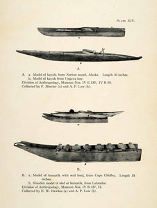 1916 Halftone Print Inuit Kayak Boat Sled Komatik Norton Sound Ungava Bay XGR6